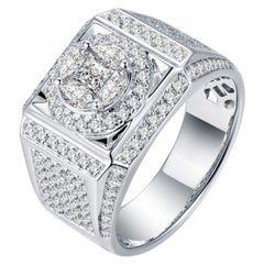 Mens Diamond Ring 18 Karat White Gold