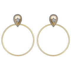 Ammanii Boucles d'oreilles cerceau étoile pavé en or vermeil