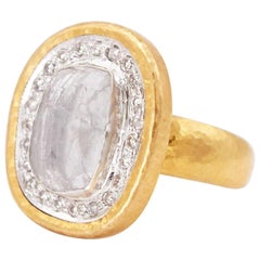 One-of-a-Kind Elements Gold Center Stone Ring, with Diamond