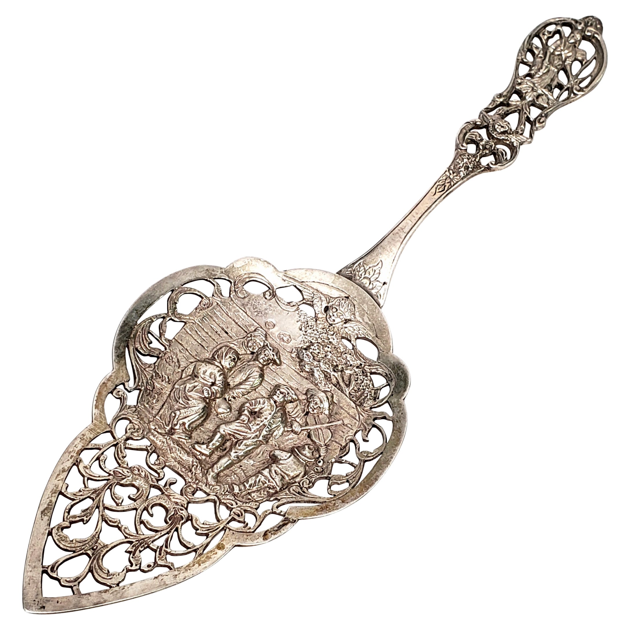 Dutch 833 Silver Dance Scene Pie Server For Sale