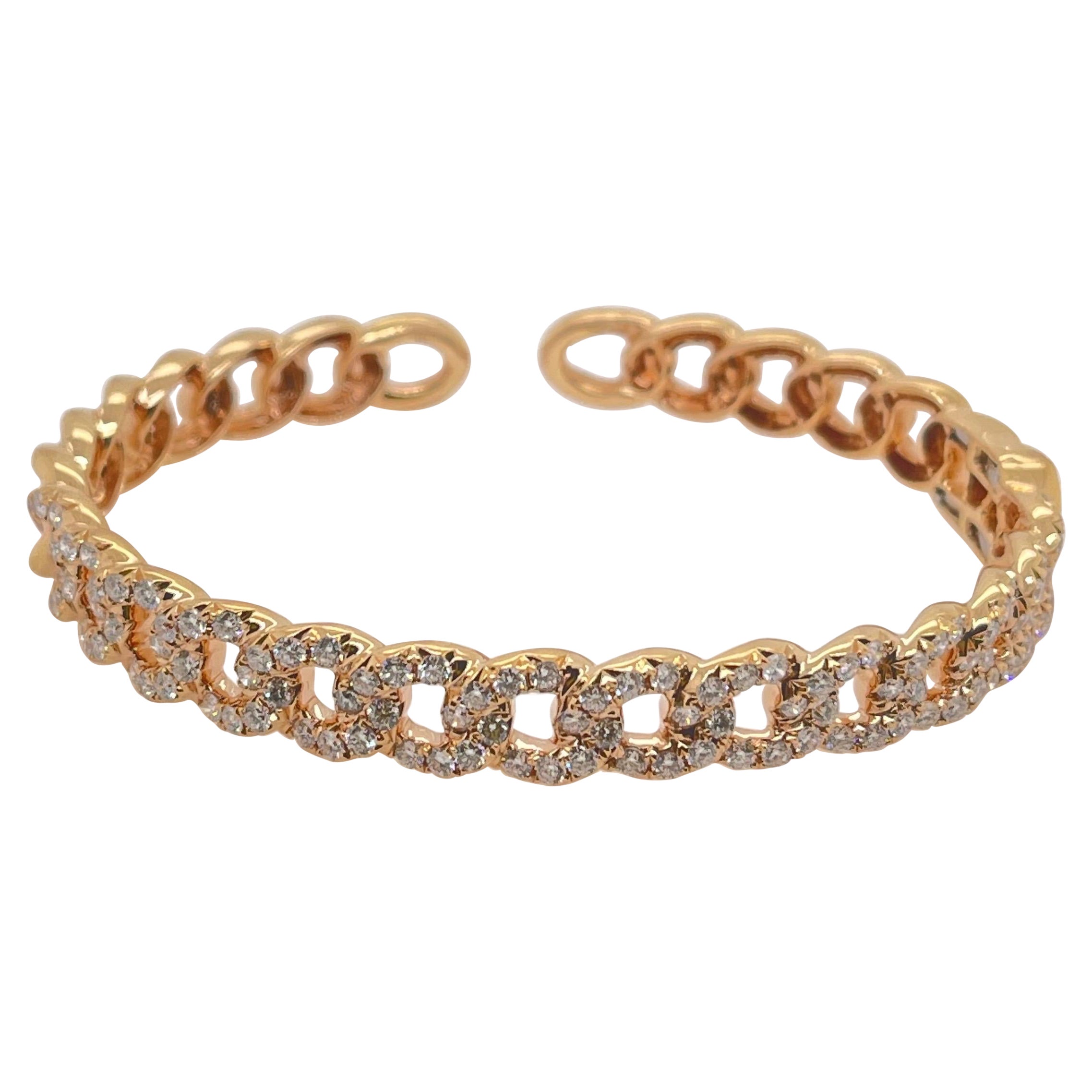 Rose Gold Diamond Link Cuff For Sale