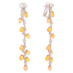 Vintage Carlo Luca Della Quercia Earrings in White Gold, Diamonds and Yellow Sapphires
