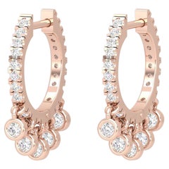 Pendientes de diamantes Huggie Hoop Shaker de oro de 14 quilates