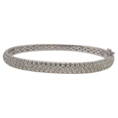 White Gold 3 Row Pavé Diamond Bangle