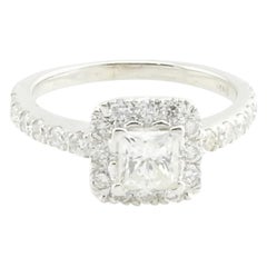 Vintage 14 Karat White Gold Princess Cut Diamond Engagement Ring
