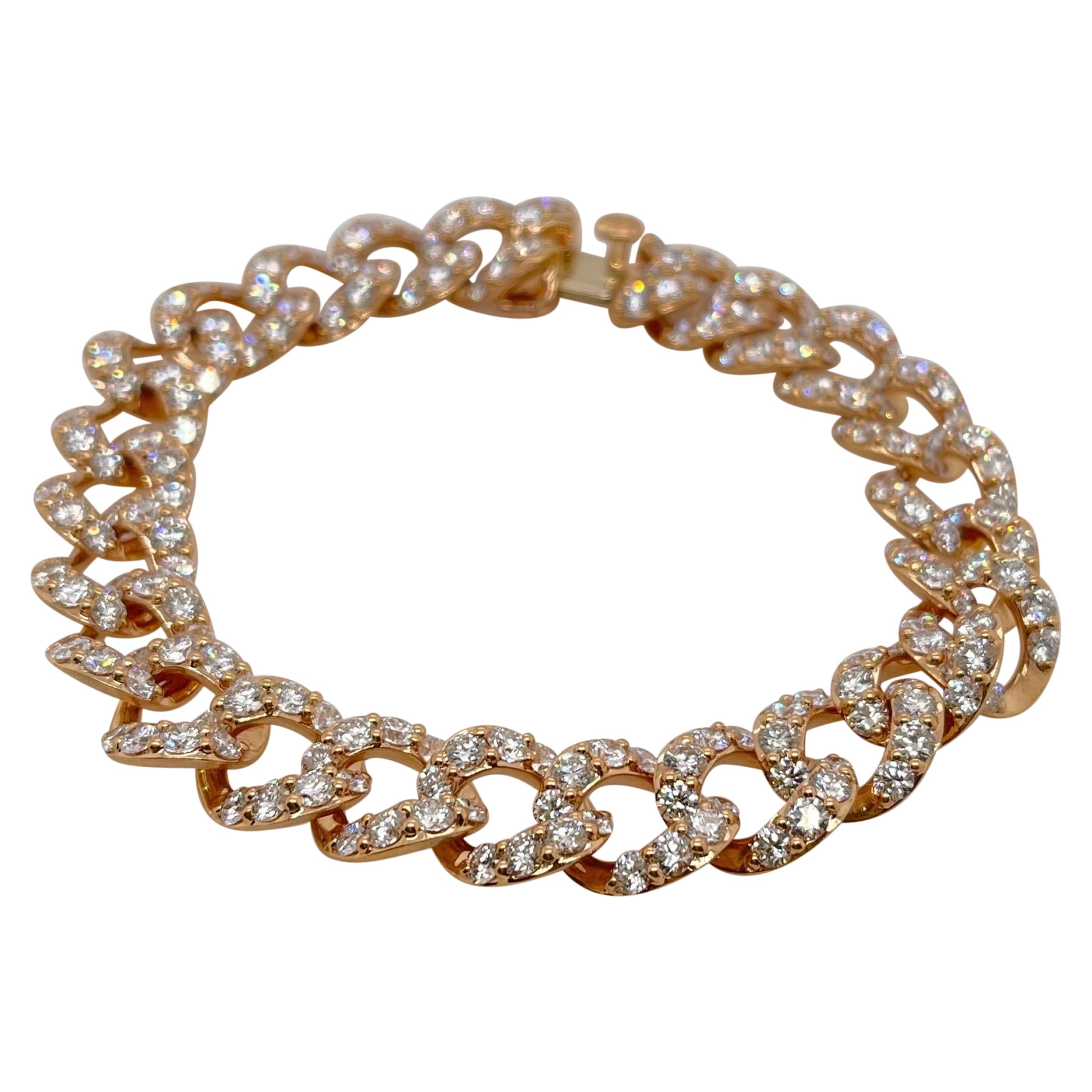 Rose Gold Diamond Curblink Bracelet For Sale