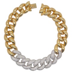 Gelbgold Pavé-Diamant-Curblink-Armband