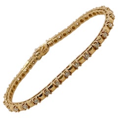 Yellow Gold Bar & Diamond Tennis Bracelet