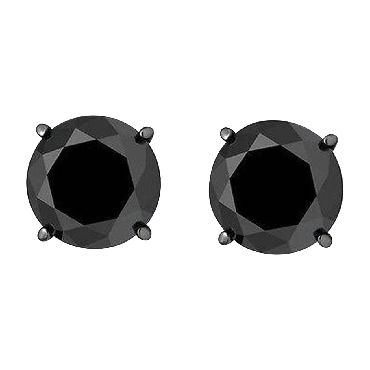 4,0,02 Karat runder schwarzer Diamant, schwarze Rhodium-Ohrringe aus 14 K  Gold im Angebot bei 1stDibs