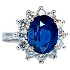 GIA Certified 6.47ct Natural No Heat Sapphire Diamond Ring unheated 14 Karat