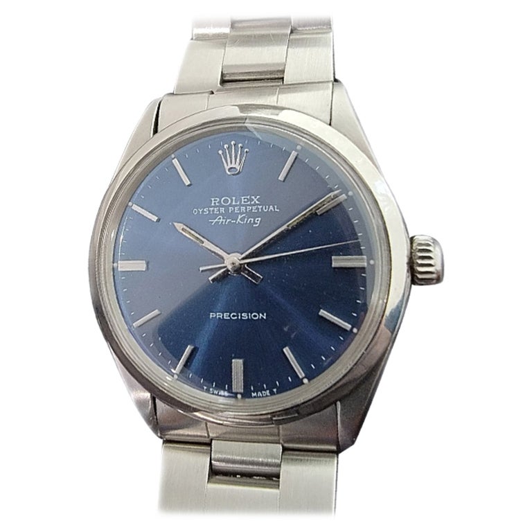 Mens Rolex Oyster Perpetual Air King 5500 Blue Dial Automatic 1960s RA209