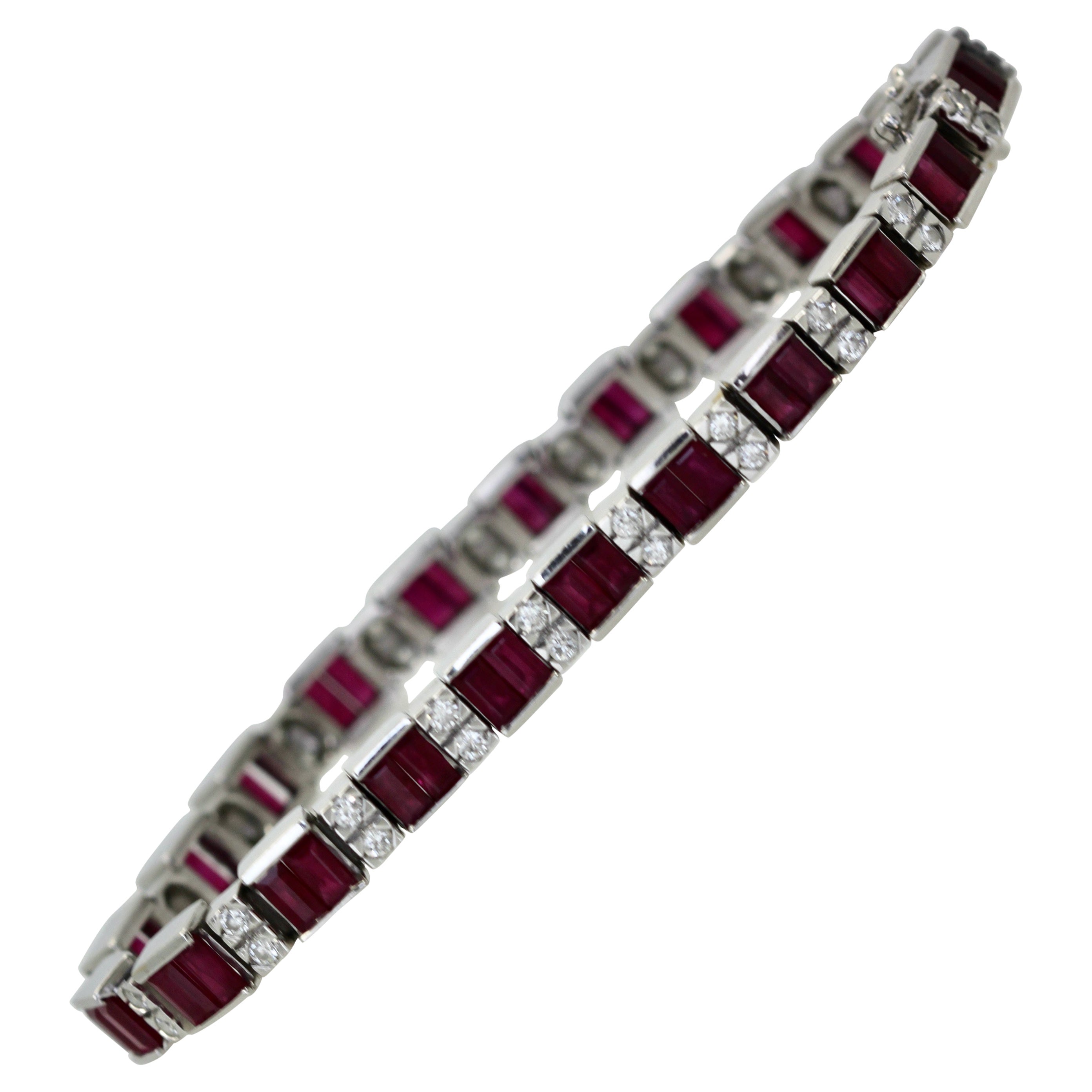 Ruby Diamond Tennis Bracelet 18K