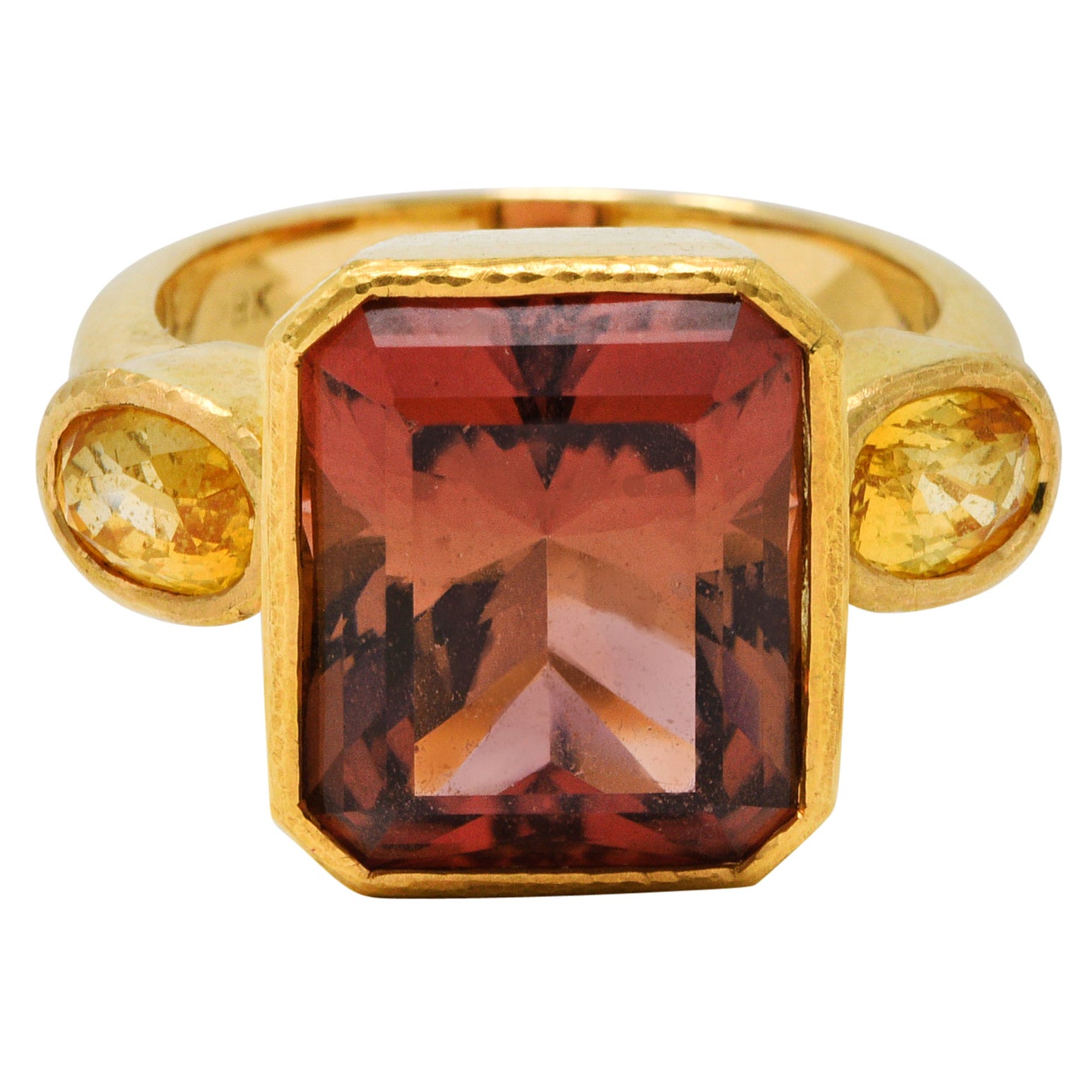 Elizabeth Locke Tourmaline Yellow Sapphire 18 Karat Gold Gemstone Cocktail Ring