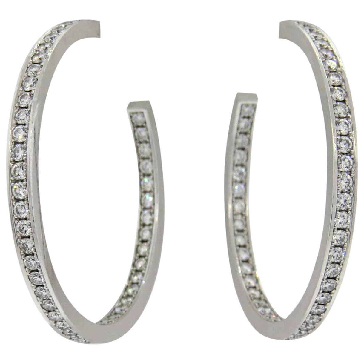 Cartier Diamond Gold Inside Out Hoop Earrings