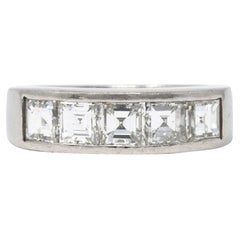 Contemporary 2.09 Carats Square Step Diamond Platinum Channel Band Ring