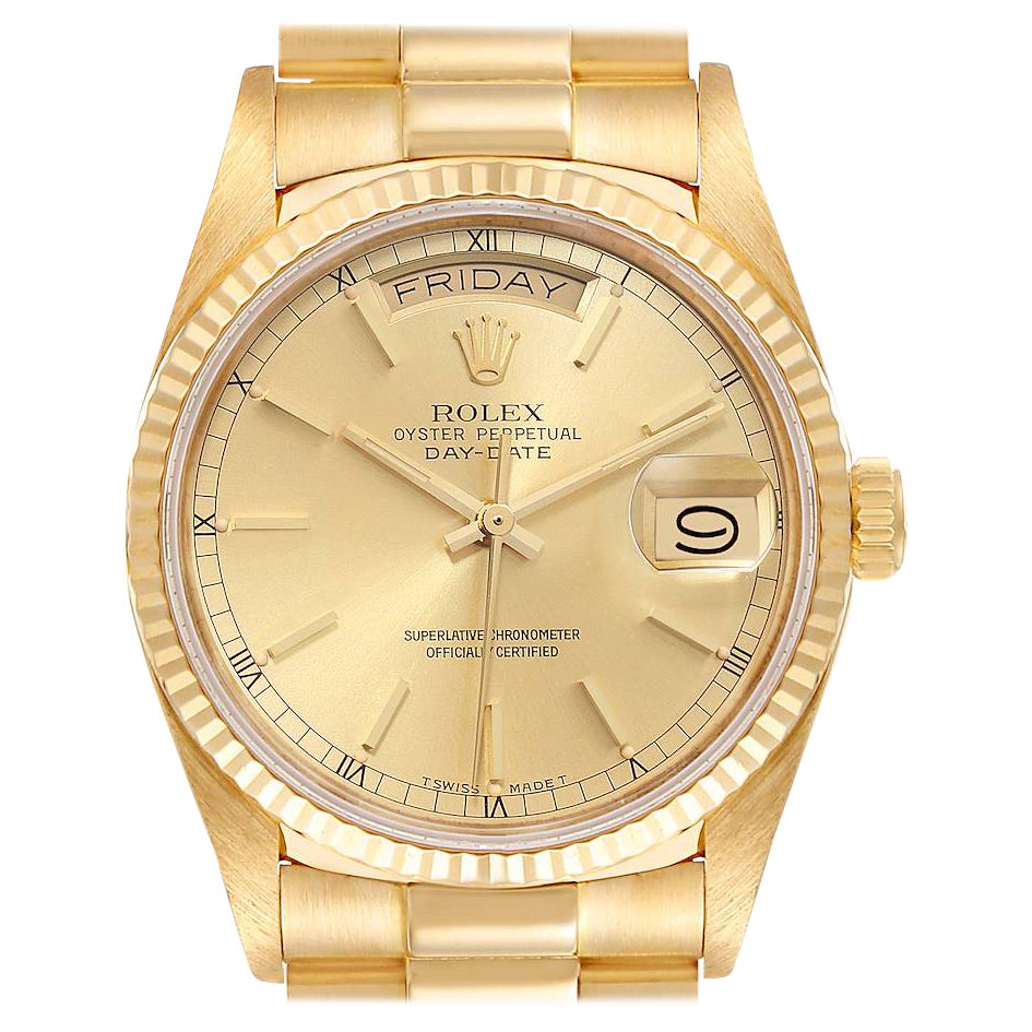 Rolex President Day-Date 18k Yellow Gold Mens Watch 18038