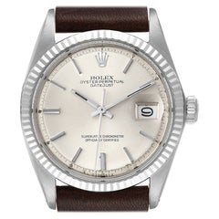 Rolex Datejust Steel White Gold Silver Dial Vintage Mens Watch 1601