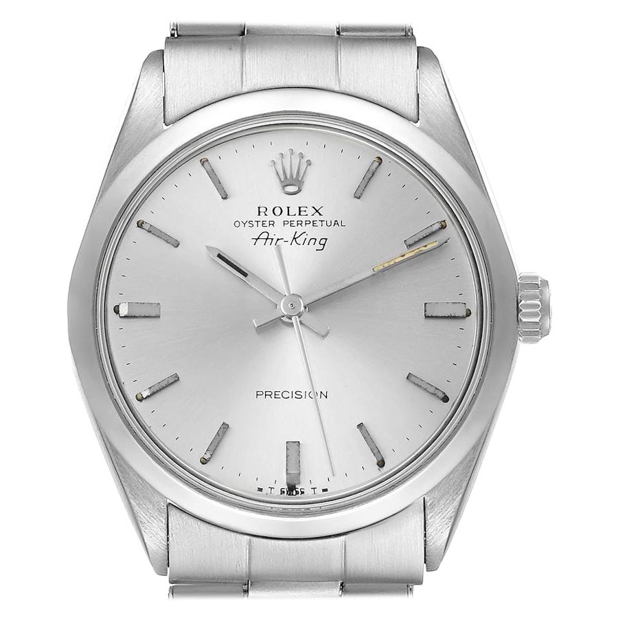 Rolex Air King Vintage Stainless Steel Silver Dial Mens Watch 5500 For Sale