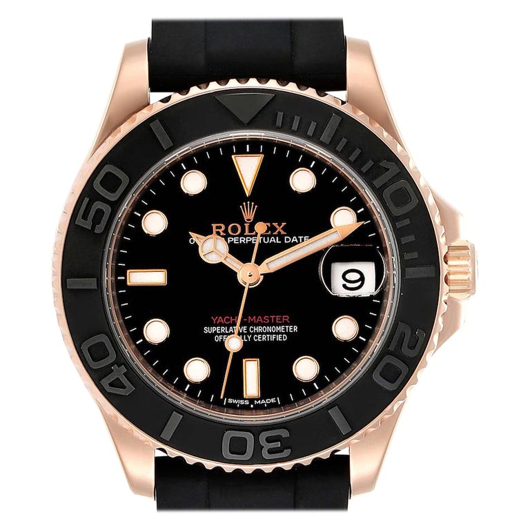 Rolex Yachtmaster 37 18K Everose Gold Rubber Strap Watch 268655 Box ...