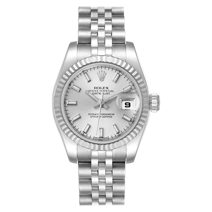 Rolex Datejust Steel White Gold Silver Dial Ladies Watch 179174 Box Card