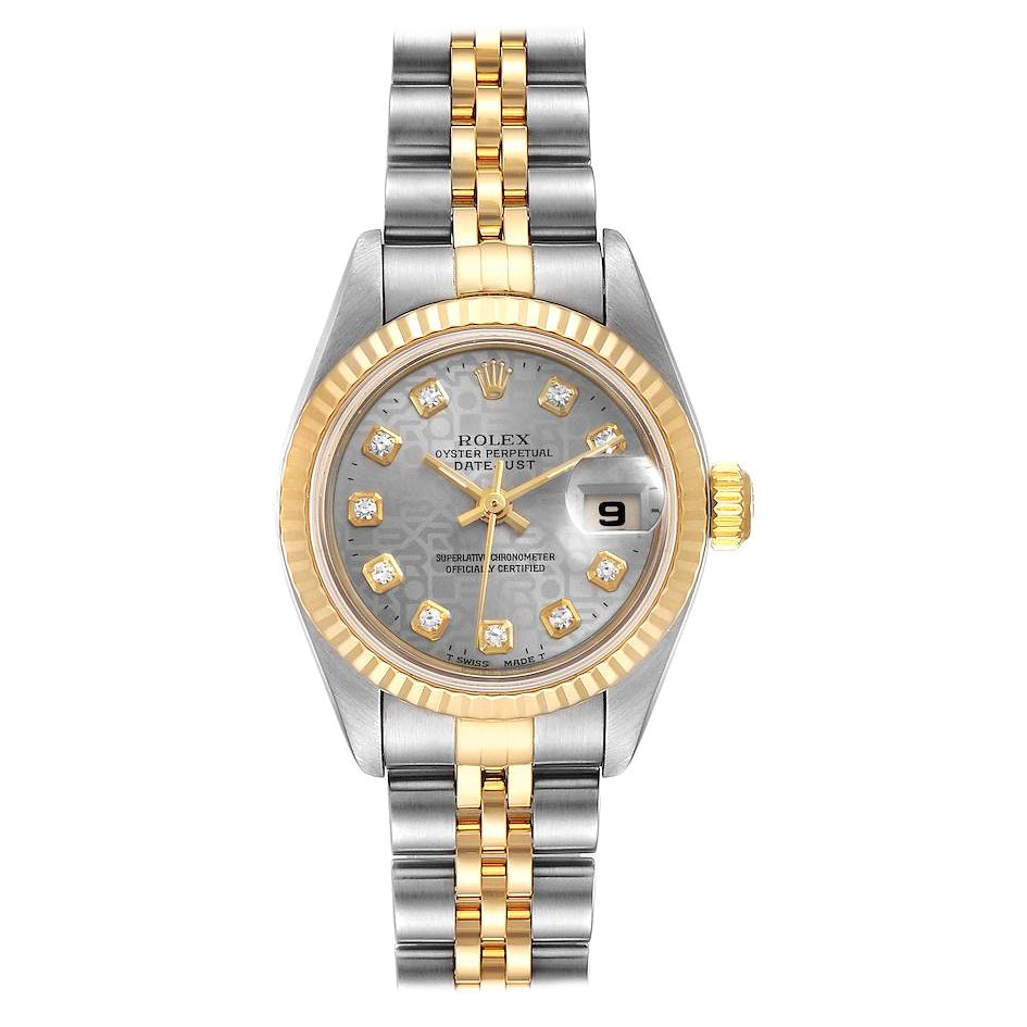 Rolex Datejust Steel Yellow Gold Diamond Dial Ladies Watch 79173 Box Papers For Sale