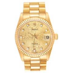 Rolex President Datejust 31 Midsize 18K Gold Diamond Ladies Watch 68278