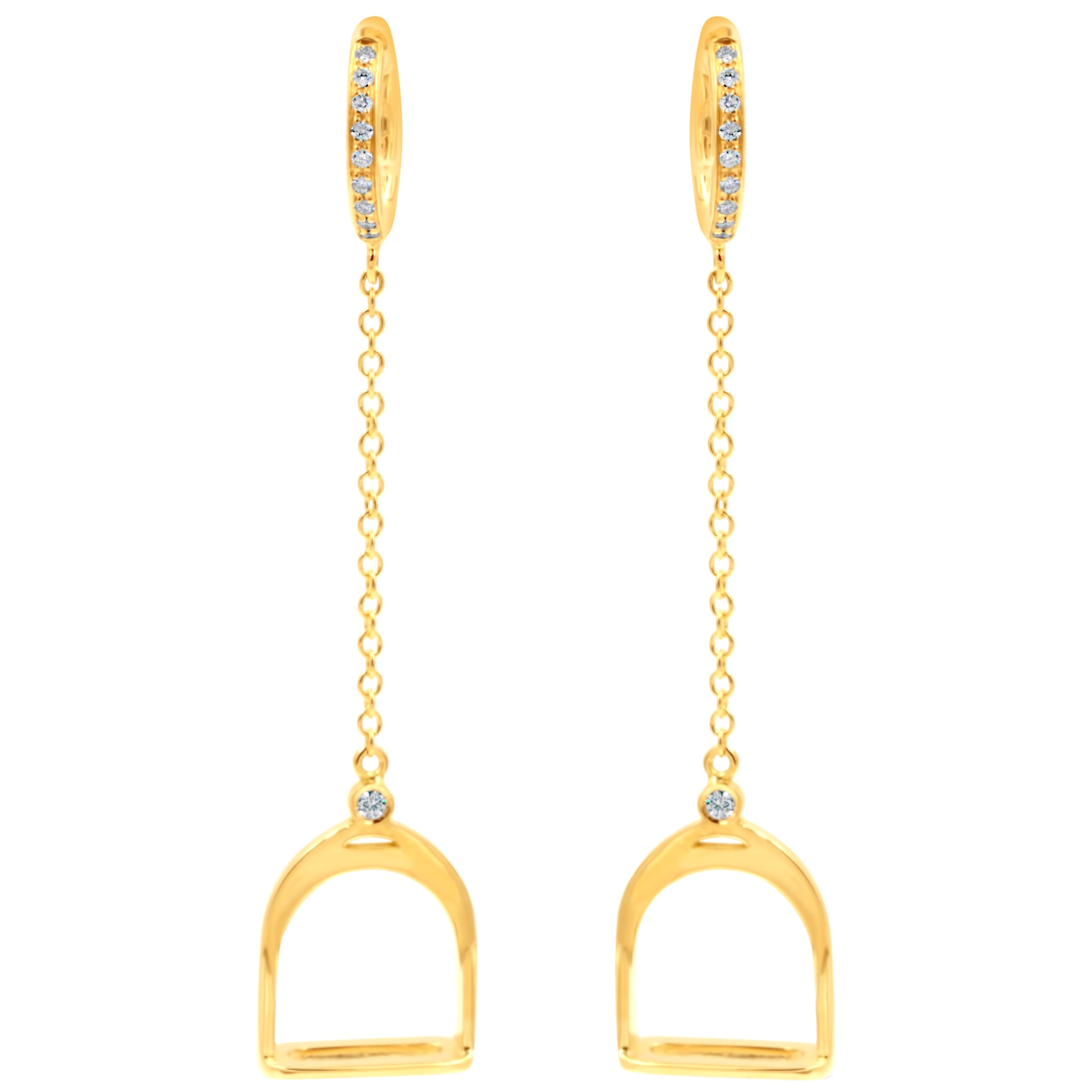 Garavelli Boucles d'oreilles pendantes en or jaune 18 carats avec diamants de la collection Stirrups