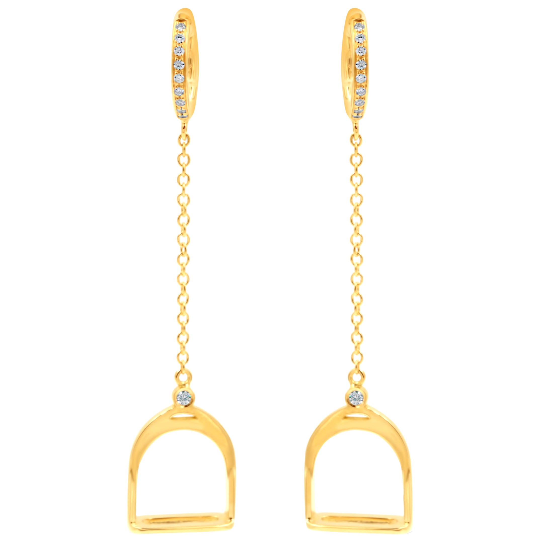 Garavelli Boucles d'oreilles pendantes en or jaune 18 carats avec diamants de la collection Stirrups