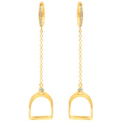 Garavelli 18 Kt Yellow Gold Diamonds Stirrups Collection Dangling Earrings