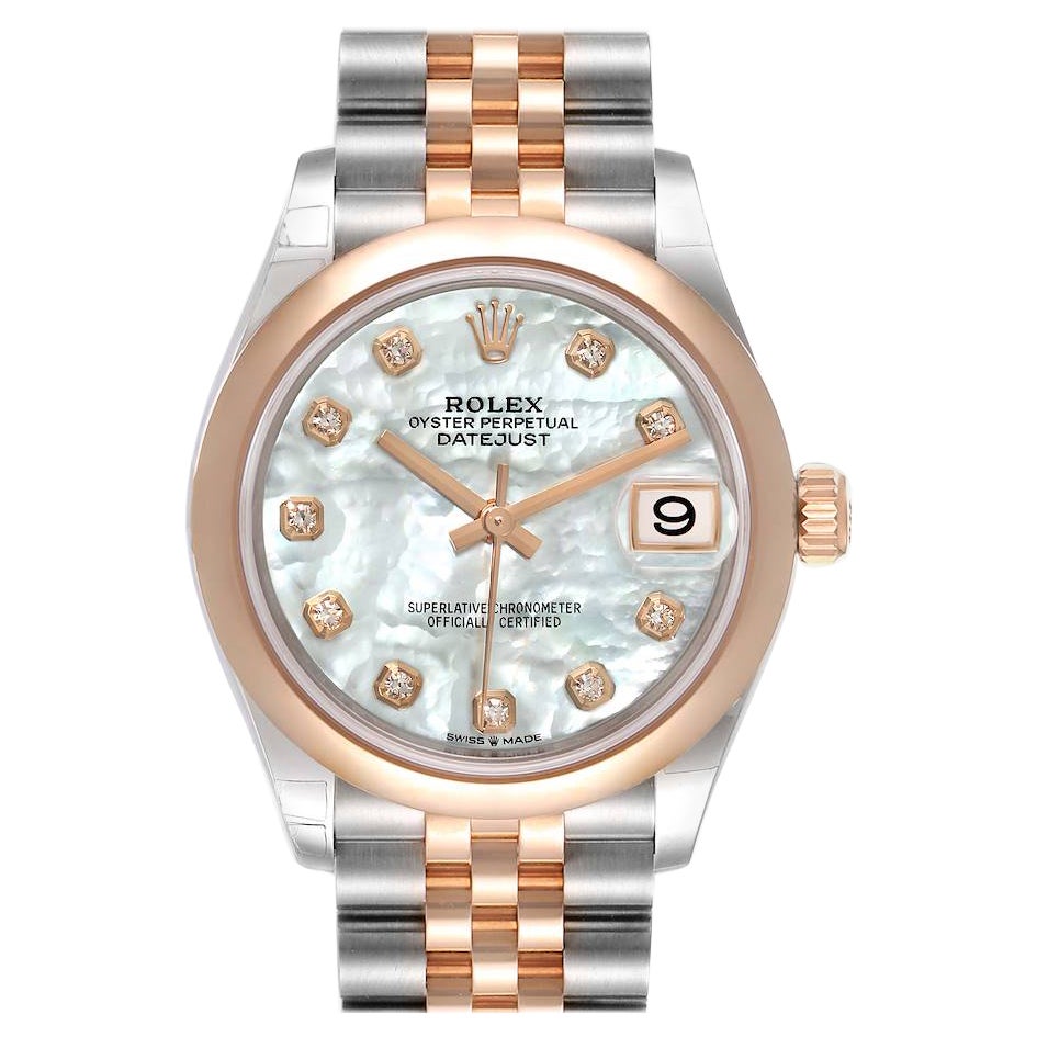 Rolex Datejust 31 Midsize Steel Rose Gold MOP Diamond Watch 278241 Unworn For Sale