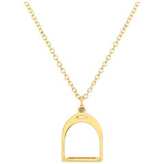 Garavelli 18Kt Yellow Gold Brown Diamonds Stirrups Collection Pendant Necklace