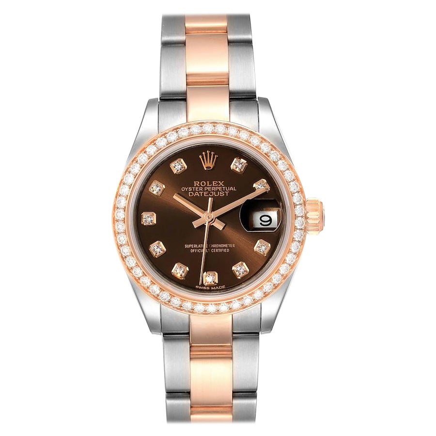 Rolex Datejust 28 Steel Rolesor Everose Gold Diamond Watch 279381 Unworn For Sale