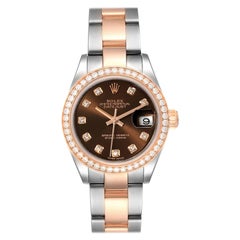 Rolex Datejust 28 Steel Rolesor Everose Gold Diamond Watch 279381 Unworn