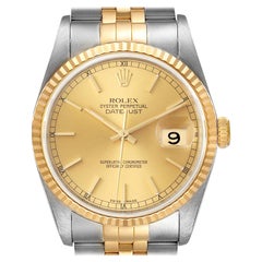 Rolex Datejust Steel 18K Yellow Gold Champagne Dial Mens Watch 16233