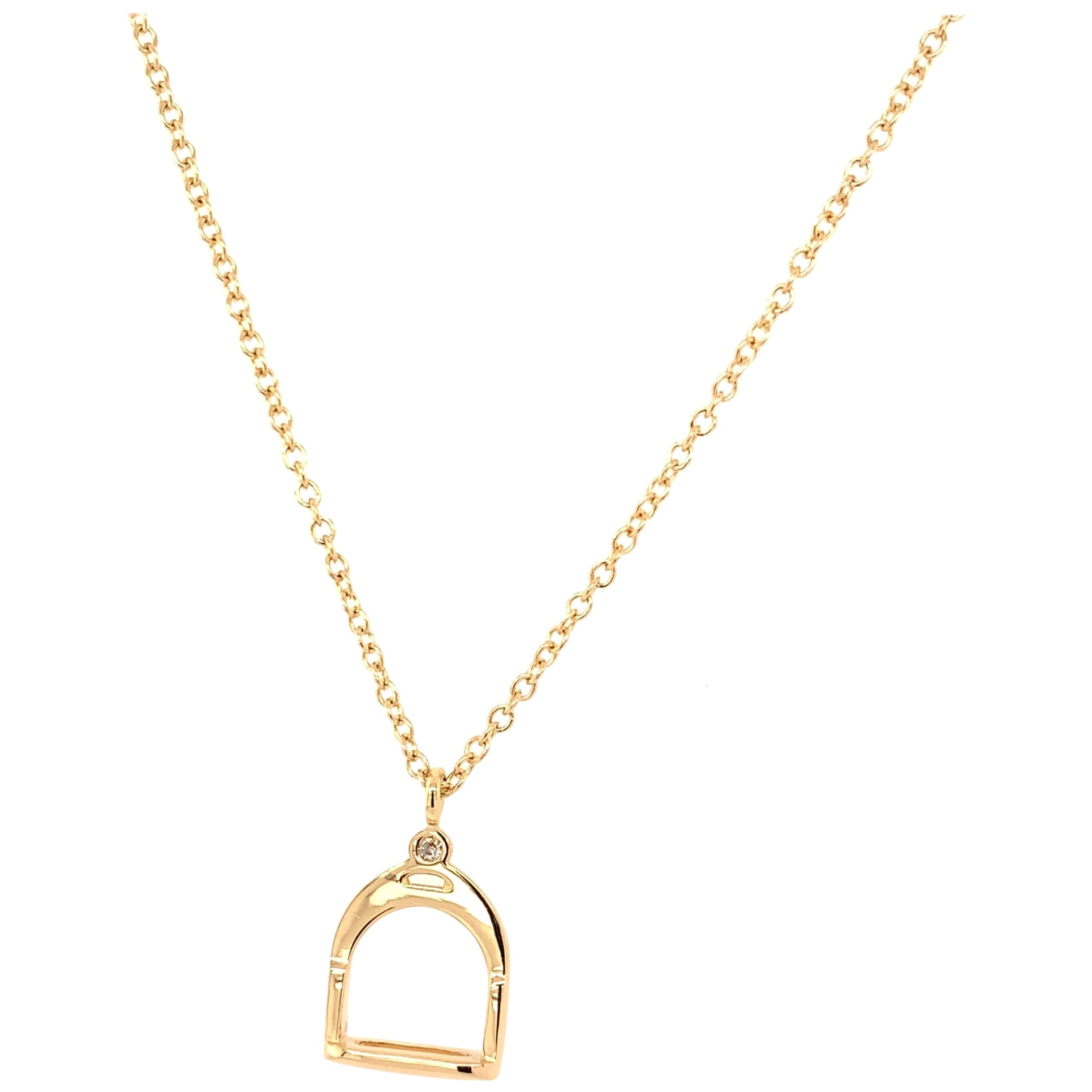 Garavelli 18Kt Yellow Gold Brown Diamonds Stirrups Collection Pendant Necklace For Sale