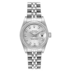 Rolex Montre Datejust en acier, or blanc, argent et diamants, pour femmes 79174