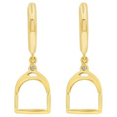 Garavelli 18 Kt Yellow Gold Brown Diamonds Stirrups Collection Dangling Earrings