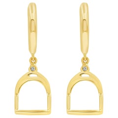 Garavelli Boucles d'oreilles pendantes en or jaune 18 carats avec diamants bruns de la collection Stirrups