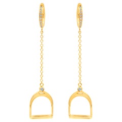 Garavelli 18 Kt Yellow Gold Brown Diamonds Stirrups Collection Dangling Earrings