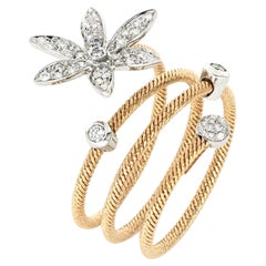 18 Karat Roségold Flex Blumenring mit Diamanten