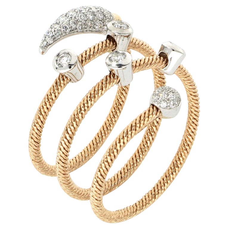 Bague serpent extensible en or rose et blanc 18 carats avec diamants