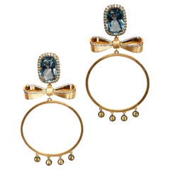 Ammanii Blue Spinel Hoop Earrings in Vermeil Gold