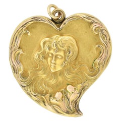 Victorian 14kt Repousse Witch's Heart Locket Pendant
