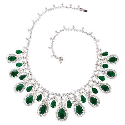 Emerald and Diamond Drop Necklace For Sale at 1stDibs | sol rafael ...