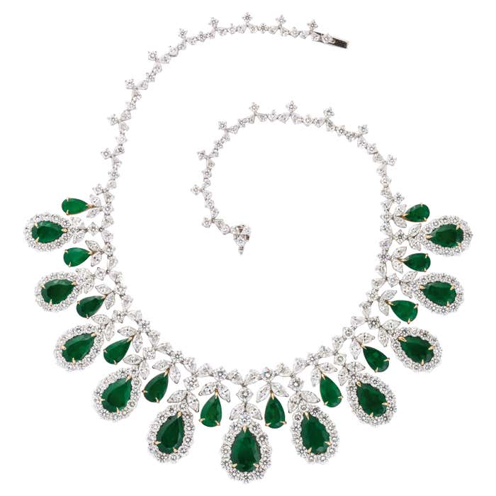 Emerald and Diamond Necklace For Sale at 1stDibs | green emerald ...