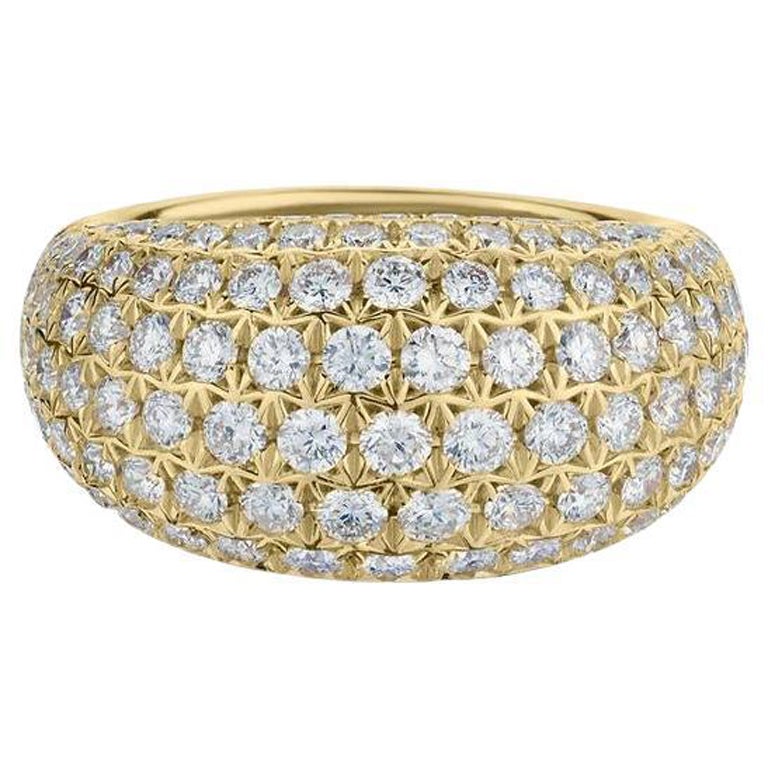 Yellow Gold Pavé Diamond Domed Ring