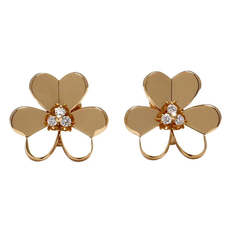 Van Cleef & Arpels 'Frivole' Yellow Gold Diamond Earrings, Large Model