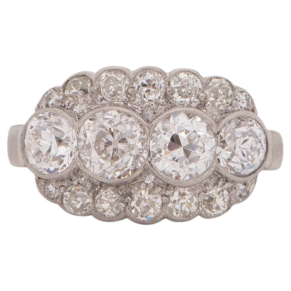 1.40 Carat Total Weight Art Deco Diamond Platinum Engagement Ring