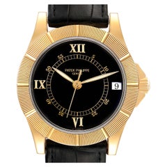 Patek Philippe Neptune Black Dial 18k Yellow Gold Mens Watch 5081