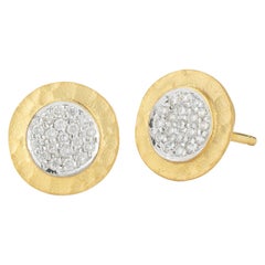 Hand-Crafted 14 Karat Yellow Gold Round Stud Earrings